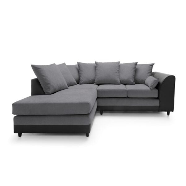 Large Darcy Leather + Fabric 5 Seater Corner Sofa